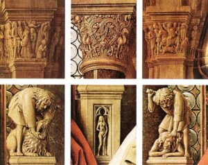 Detalhes de Senhora e Menino com Canon van der Paele 1436