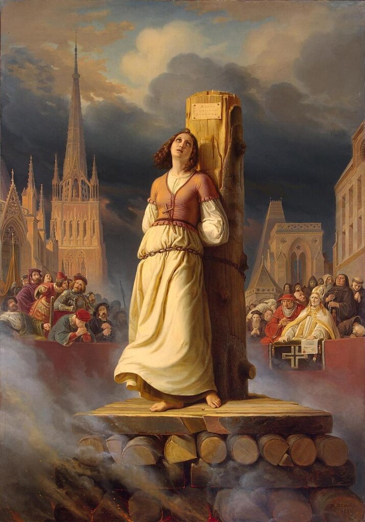 La muerte de Juana de Arco en la hoguera, de Hermann Stilke (1843)