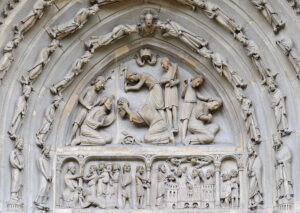 Decapitación de Denis y de sus compañeros, tímpano del portal norte de la basílica de Saint-Denis