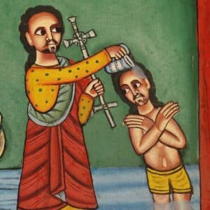 representacion del bauptismo de Jesu