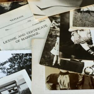 documentos y fotografías antiguos - documentación de genealogía