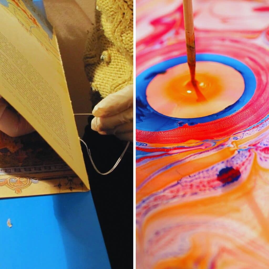 portade de cursos de tecnicas de encuadernacion y papel marmoleado